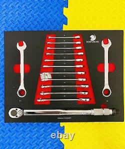 14pc Metric Ratchet Combination Spanner Wrench Torque Set In Eva Tray