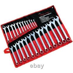 25Pc Combination Spanner Wrench Set In Canvas Case Metric Fully Polished CT0441