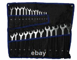 25pc Spanner Set Combination Metric Ring Open Ended 6 32mm Garage Hand Tool