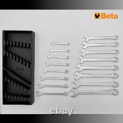 Beta Tools Combination Wrench Spanner Set Open & Offset Ring Ends in Tray