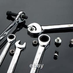 Combination Wrench Open End & Ring Ratchet Spanner Set 6-32mm Vehicle Hand Tool