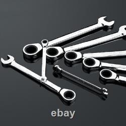 Combination Wrench Open End & Ring Ratchet Spanner Set 6-32mm Vehicle Hand Tool