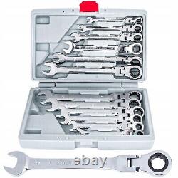 Flexible Combination Ratchening Wrench Set Metric Spanner Tool Kit 8-19mm