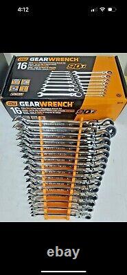 GEARWRENCH 86728 16 Pc Flex Head Ratcheting Combination 90T Spanner Wrench Set