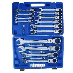 Metric Flexi Headed Ratchet Combination Spanner Wrench 8mm 32mm 20pc Set