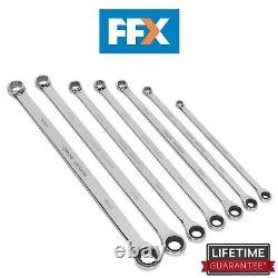 Sealey AK6319 Double Ring Ratchet/Fixed Spanner Set 7pc Extra Long Metric