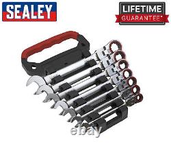 Sealey WallDrive Flexi-Head 100t Ratchet Combination Spanner Set 8mm-19mm 7pc