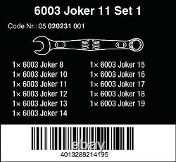 WERA Joker Combination Spanner Set 11 Piece 8mm-19mm Metric Ring Open End 020231