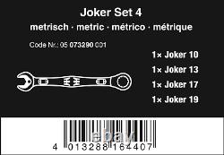Ensemble de clés à cliquet combinées Wera Joker, métrique, 4 pièces, 05073290001