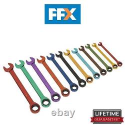 Ensemble de clés mixtes à rochet Sealey S01075 12 pièces avec support de rangement métrique multicolore